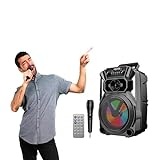 Avilia Cassa Karaoke Bluetooth con Microfono Wireless Party Box Portatile con Illuminazione LED, Effetto Eco, 3000mAh - Ideale per Karaoke, Feste e Musica con Microfono