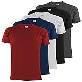 ALPIDEX T-Shirt Magliette da Uomo Confezione da 5 con Girocollo - Taglie S M L XL XXL 3XL 4XL 5XL, Taglia:XL, Colore:Fire