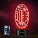 HooJtny Lampada Milan Calcio, ac Calcio Milano Luce Notturna 3D Led, 16 Colori USB Ricaricabile, Regalo per Ragazzo Bambini