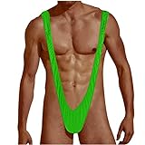 ROSVAJFY Mankini Costume da Bagno, Biancheria Intima Elasticizzata da Uomo Stile Borat Y Sling, Perizoma Regolabile con Bretelle, V-Strap String Tanga Thong (Verde)