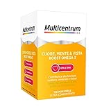 Multicentrum Omega3 Cuore, Mente & Vista Boost Omega 3, Integratore Alimentare di EPA e DHA, Tripla Azione Funzione Cardiaca, Cerebrale e Visiva, Senza Glutine, 120 capsule