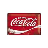 Nostalgic-Art Targa Vintage Cola – Logo Red Wave – Idea Regalo per Amanti della Coca, in Metallo, Design Retro per Decorazione, 20 x 30 cm