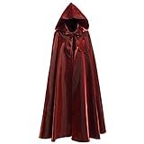 GRACEART Mantello con Cappuccio Lungo in Costume di Halloween Capo Masquerade (Vino Rosso)