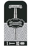 Wilkinson Sword Classic Double Edge - Rasoio classico in metallo da uomo con 10 lame di ricarica