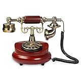 CERRXIAN Telefono antico rotativo, telefono fisso retrò, telefono fisso, stile vintage europeo, decorazione telefonica telefonica fissa per casa e ufficio (colore rosso-201AS)