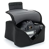 USA Gear Custodia per Fotocamera Digitale DSLR - Custodia per Fotocamera SLR con Protezione in Neoprene, Cinghia per Cintura e Accessori - Compatibile con Nikon D3100, Pentax K-70 e Altro - Nero