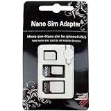 Kit Adattatore Nano Sim 4 In 1 per Tutti I Dispositivi Mobile (Nano Sim a Micro Sim Card, Micro Sim a Standard Card, Nano Sim a Standard Card) + Graffetta Per Estrarre Sim Adapter Universale