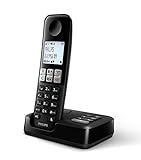 Philips D2551B / 01- Telefono cordless DECT con 1 ricevitore con segreteria telefonica, 50 nomi/numeri e ID chiamante - Nero