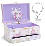 Jewelkeeper - Carillon portagioielli con Unicorno e set di gioielli per bambine - 3 regali a tema unicorno per ragazze