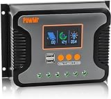 PowMr PWM - Regolatore di carica solare da 60 A, 12 V/24 V/36 V/48 V, con doppia porta USB e display LCD regolabile per batterie AGM, gel, allagate e al litio