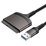 EasyULT Adattatore USB 3.0 a SATA III, Convertitore USB 3.0 a SATA Cavo Esterno per Dischi Rigidi 2.5  , per SSD/HDD da 2,5 Pollici, Supporta UASP, per Windows XP/Vista/7/8/10 e Mac OS ECC- Grigio