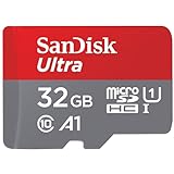 SanDisk Ultra 32 GB microSDHC Memory Card + SD Adapter with A1 App Performance Up to 120 MB/s, Class 10, U1, SDSQUA4-032G-GN6MA , Red/Grey