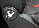 Abarth - Decalcomanie a forma di scorpione per tappi laterali dei sedili di Fiat 500 595, 2 pezzi, colore bianco