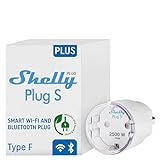 Shelly Plus Plug S, Presa Intelligente, Connettività Bluetooth, con Misurazione della Potenza, Schuko, Wifi
