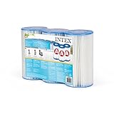 Intex 29003 Cartuccia Filtro Per Pompe Filtro Clorinatore Combo, Confezione Da Tre Cartucce, Bianco Blu, 10.7 x 20 cm