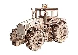 EWA Eco-Wood-Art- Tractor Trattore Meccanico Tridimensionale-Puzzle per Adulti e Adolescenti-Collezione Senza colla-358 Dettagli, Colore Natura