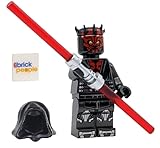 LEGO Star Wars: Darth Maul Minifigure with Metallic Silver Armor, Hood, Cape and Dual Lightsaber