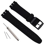 Cinturino di ricambio in gomma siliconica impermeabile per orologio Swatch, 17 mm, 19 mm, 20 mm, Nero , 17mm, Cinturino