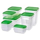Ikea PRUTA Set di 17 contenitori per Alimenti, Trasparente, Verde