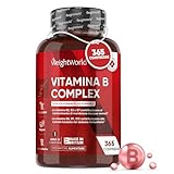 Vitamina B Complex ad Alto Dosaggio, 365 Compresse Vegane di Vitamine B (Scorta per 1 Anno) Vitamine Gruppo B con Biotina, Vitamina B6, B9, B12, B1, B2, B3, B5, Multivitaminico Gruppo B con Vitamina C