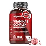 Vitamina B Complex ad Alto Dosaggio, 365 Compresse Vegane di Vitamine B (Scorta per 1 Anno) Vitamine Gruppo B con Biotina, Vitamina B6, B9, B12, B1, B2, B3, B5, Multivitaminico Gruppo B + Vitamina C