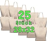 ELES VIDA Borsa in cotone 28 x 32 cm 25 pezzi - sacchetto di iuta medio - naturale borsa da farmacia, borsa per il trasporto, filato sacchetto regalo certificato ÖKO-TEX