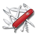 Victorinox Huntsman, coltellino svizzero multiuso (15 funzioni, forbici, seghetto per legno, cacciavite), rosso