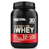 Optimum Nutrition Gold Standard 100% Whey Proteine in polvere per lo Sviluppo e il Recupero Muscolare con Glutammina e Aminoacidi BCAA Naturali, Gusto Delizioso alla Fragola, 30 Dosi, 900 g