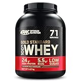 Optimum Nutrition Gold Standard 100% Whey Proteine in polvere per lo Sviluppo e il Recupero Muscolare con Glutammina e Aminoacidi BCAA Naturali, Gusto Cioccolato al Latte Estremo, 71 Dosi, 2,27 kg