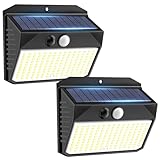 SIGRILL Luce Solare LED Esterno, 2 Pezzi Faretto LED da Esterno con Sensore di Movimento, 150LED Lampada Solare da Esterno con 3 Modos, IP65 Impermeabile LED Lampione per Giardino, Parete, Garage