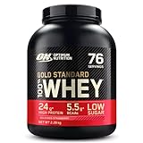 Optimum Nutrition Gold Standard 100% Whey Proteine in polvere per lo Sviluppo e il Recupero Muscolare con Glutammina e Aminoacidi BCAA Naturali, Gusto Delizioso alla Fragola, 76 Dosi, 2,28 kg