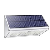 Luce Solare LED Esterno, [46 LED 1100lm 4500mAh] Custodia In Alluminio Con Sensore Di Movimento Luci, Esterno Energia Solare 4 Modalità Lampade Solari Impermeabile Per Giardino