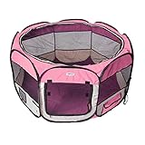 AQPET Box per Animali Cani e Gatti Cuccioli recinto Pieghevole Tessuto Impermeabile (Rosa, Rosa)
