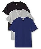 Fruit of the Loom - T-shirt da uomo, confezione da 3, nero/grigio/blu marino., L