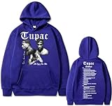 Silver Basic Rapper Tu 2-Pac Felpa con Cappuccio da Uomo Hip Hop Moda Street Retro Y2K Pullover Oversize Sweatshirt M,Blue-1