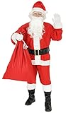 9 pezzi costume da Babbo Natale per gli uomini Taglia XL Costume da Babbo Natale con cappelloBartBelt e guanti Costume di Natale Costume da Babbo Natale Costumi di Natale Costumi di Natale rosso