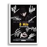 Montato Gifts 8 Mile Cast autografato A4 Stampa fotografica incorniciata autografo regalo film Eminem, Nero , POSTER ONLY