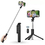 Treppiede per selfie stick, espandibile da 101 cm, con telecomando senza fili, portatile, compatibile con iPhone 14/13/12/11 Pro/XS Max/XS/X/8/7, smartphone Samsung Huawei