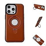 Yeluptu Luxurious Leather Invisible Stand for iPhone Case, with Magnetic Invisible Ring Stand, Luxury Leather Invisible Stand for iPhone Case (12,Brown)