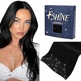 Fshine Extension Clip in Capelli Veri 40CM 120g 7pcs Extension Remy Clip Lisci Capelli Neri Extension Human Hair Clip Double Weft Clip In Hair Extensions Real Human Hair #1