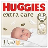 Huggies Extra Care Bebè, Pannolini Taglia 1 (2-5Kg), Ipoallergenico, Design Winnie The Pooh, 28 Pz