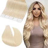 Extension Capelli Veri Biadesivo 20 Fasce 30g 40cm 60 Biondo Platino Lunghi Lisci Naturali Umani Tape in Remy Human Hair Extensions Adesive