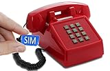 Telefono Fisso con SIM/Anziani GSM/GSM Telefono/Telefono con Sim Card GSM/Telefono Cordless con SIM Card/Telefono Fisso SIM - Opis PushMeFon mobile (rosso)
