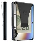 The Ridge Minimalist Slim Wallet For Men - Porta carte di credito tasca frontale con blocco RFID - Portafogli da uomo piccolo in metallo alluminio fermasoldi (titanio bruciato)
