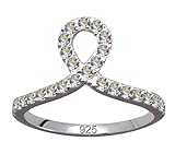 Anello Infinity in vero argento Sterling 925 con zirconi bianchi 925 55 amore fede speranza emotività simbolo di stile stravagante nuovo bello alla moda bianco trasparente