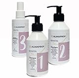 Almaprof set keratin plex trattamento alla cheratina vegetale shampoo + maschera + booster istantaneo 10 in 1 vegan Botox rimpolpante Kit completo