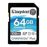Kingston SDG3/64GB Scheda di Memoria SD (64GB SDXC Canvas Go Plus 170R C10 UHS-I U3 V30)