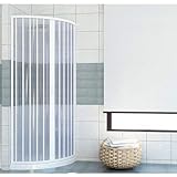 Box doccia in PVC 80x80 cm modello Roxana semicircolare pannelli semitrasparenti con apertura a soffietto centrale riducibile