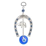 GARNECK Malocchio Blu Turco con Amuleto Decorativo da Parete con Elefante Portafortuna Ornamenti Appesi Protezione E Regalo di Benedizione Portafortuna