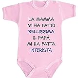 Body Neonato Bimba Bimbo bebé Pigiama LA Mamma Mi HA Fatto Bellissima, papà INTERISTA (Rosa, 3 Mesi)